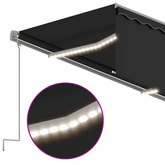 Ręcznie zwijana markiza z zasłoną i LED, 5x3 m, antracytowa