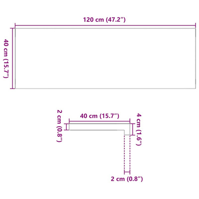 Parapety 2 szt., surowe, 120x40x2 cm, lite drewno dębowe