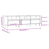 vidaXL Szafka pod TV, czarna, 150x30x44,5 cm, materiał drewnopochodny