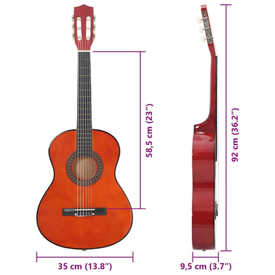 8-cz. zestaw do nauki gry na gitarze klasycznej, 3/4, 36
