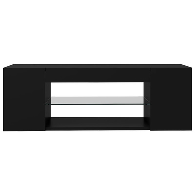 vidaXL Szafka pod TV z oświetleniem LED, czarna, 90x39x30 cm
