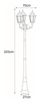 Wysoka zewnętrzna lampa stojąca K-7006A2/3 czarna z serii LOZANA KAJA