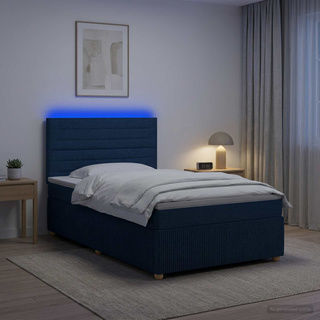 Łóżko z box spring LED z materacem niebieski 90 x 190 cm