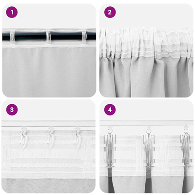 Firany blackout z kółkami 2 pcs Jasnoszary 225 x 140 cm