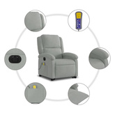 vidaXL Podnoszony fotel masujący, elektryczny, rozkładany, jasnoszary wariant 13