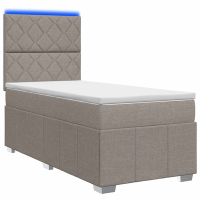 Łóżko z box spring LED z materacem Ciemnoszary 100 x 200 cm