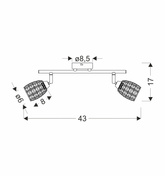 Shiba lampa sufitowa listwa chromowy 2x15w g9 klosz bezbarwny