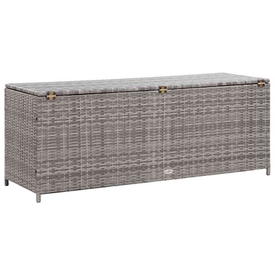 Skrzynia ogrodowa, szara, 150 x 50 x 60 cm, rattan PE