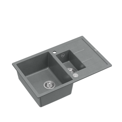 MORGAN 156 GraniteQ zlewozmywak silver stone z syfonem Push To Open okrągły 1,5-komorowy z/o / stal szlachetna