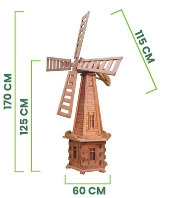 Wiatrak Ogrodowy Drewniany 170cm [W72]