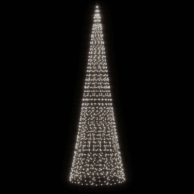 vidaXL Choinka z lampek, na maszt, 1534 zimne białe LED, 500 cm
