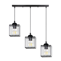 Glassia Lampa Wisząca Czarny 3X40 E27 Klosz Czarny+Kryształy Bezbarwne