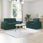 Zestaw Sof 2 szt. Ciemna zieleń tkanina