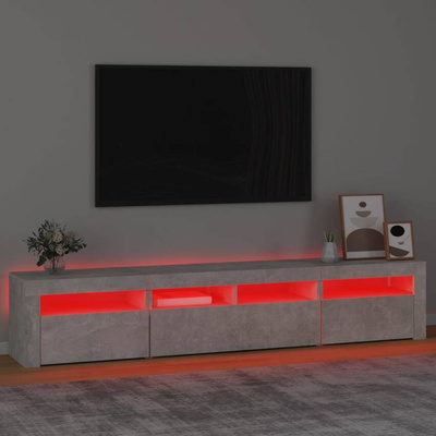 vidaXL Szafka pod TV z oświetleniem LED, szarość betonu, 210x35x40 cm