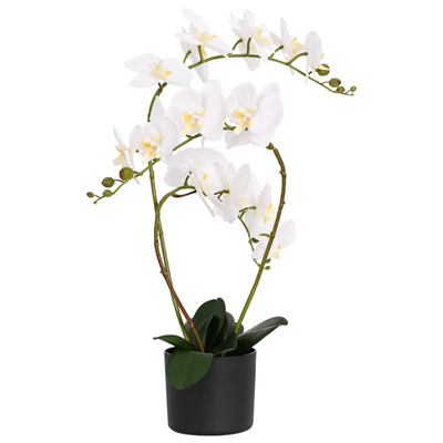 Sztuczny kwiat orchidei w doniczce Biały 45 x 15 x 65 cm