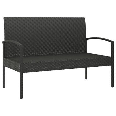 Ławka ogrodowa z poduszką, czarna, 105 cm, polirattan