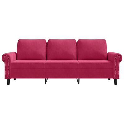 Sofa 3-osobowa, winna czerwień, 180 cm, obita aksamitem