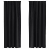 Firany blackout z kółkami 2 pcs Czarny 245 x 140 cm Poliester