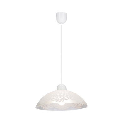 Lampa wisząca Bilbao szklana pojedyncza biała do jadalni z kloszem E27