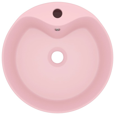 Umywalka z przelewem, matowy róż, 36x13 cm, ceramiczna