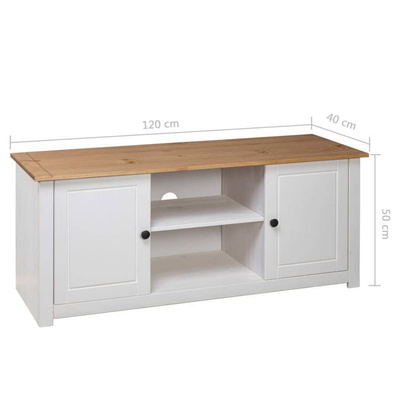 vidaXL Szafka pod TV, biała, 120x40x50 cm, lita sosna, seria Panama