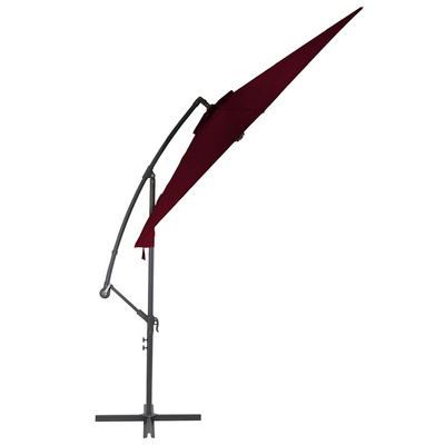 vidaXL Parasol wiszący z aluminiowym słupkiem, bordowy, 300 cm