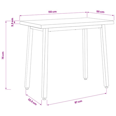 110 x 55 x 75 cm Lite Drewno Akacji Biały Prostokątny