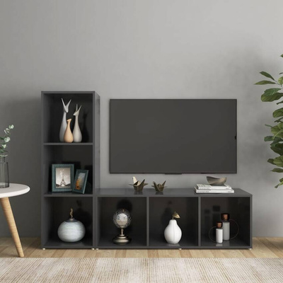 vidaXL Szafki telewizyjne, 2 szt., szare, 107x35x37 cm, płyta wiórowa