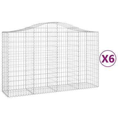 Kosze gabionowe, 6 szt, 200x50x120/140 cm, galwanizowane żelazo