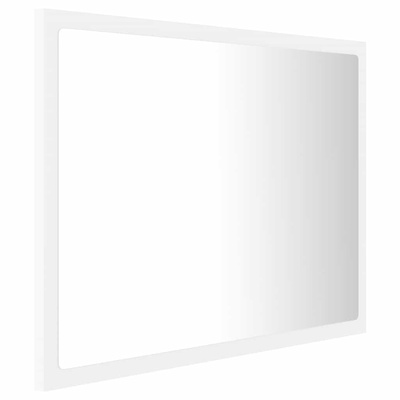 Lustro łazienkowe z LED, białe, 60x8,5x37 cm, akryl