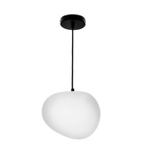 Lampa wisząca STONES 25 cm w stylu Japandi - z białym akrylowym kloszem inspirowanym kamieniem - minimalistyczne oświetlenie sufitowe do salonu E27