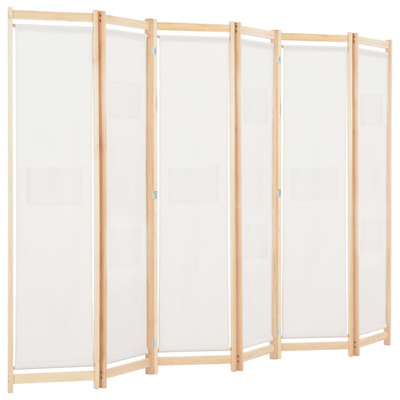 Parawan 6-panelowy, kremowy, 240 x 170 x 4 cm, tkanina