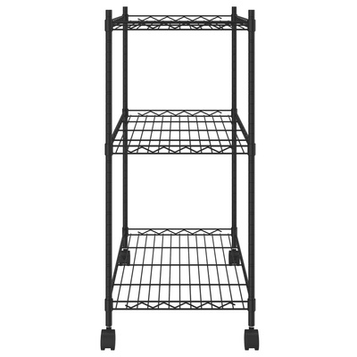 3-poziomowy regał na kółkach, 60x35x81 cm, czarny, 150 kg