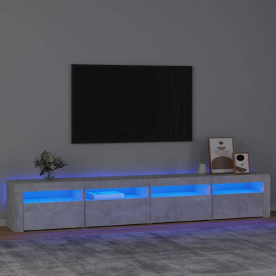 vidaXL Szafka pod TV z oświetleniem LED, szarość betonu, 240x35x40 cm