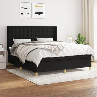 vidaXL Łóżko kontynentalne z materacem, czarne, tkanina 160x200 cm model standard