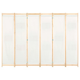 Parawan 6-panelowy, kremowy, 240 x 170 x 4 cm, tkanina