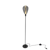 Lampa podłogowa Denso czarna z dymionym szklanym kloszem nowoczesna 1x5W G9