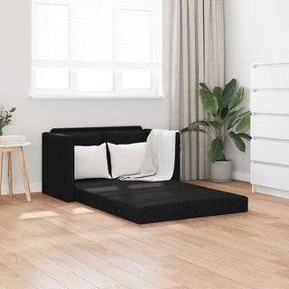 Sofa podłogowa 2-w-1, czarna, 112x174x55 cm, tkanina