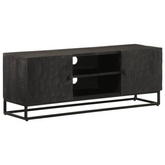 vidaXL Szafka pod TV, czarna, 110x30x40 cm, lite drewno mango i żelazo model standard