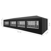 vidaXL Namiot imprezowy, 3 x 12 m, antracytowy