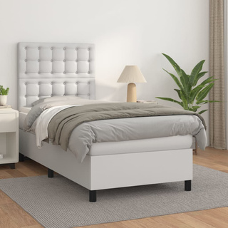 vidaXL Łóżko kontynentalne z materacem, białe, ekoskóra 80x200 cm wariant 4