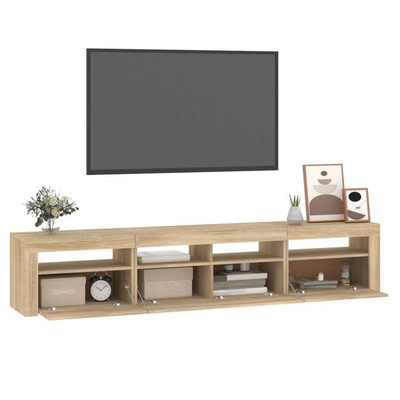 vidaXL Szafka pod TV z oświetleniem LED, dąb sonoma, 210x35x40 cm