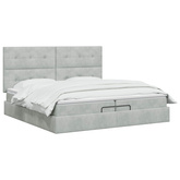 Łóżko ottoman z materacem jasnoszary 200 x 200 cm Welur