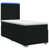 Łóżko z box spring LED z materacem Czarny 100 x 200 cm tkanina
