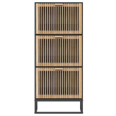 Szafka na buty, czarna, 52x25x120 cm, materiał drewnopochodny