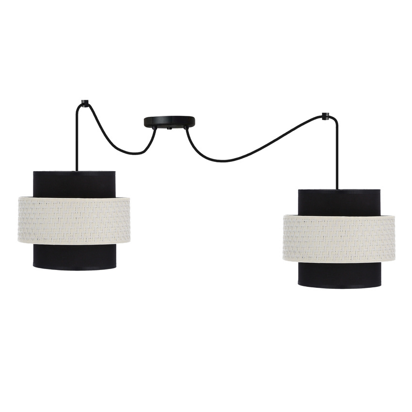 Lampa wisząca z abażurem Benta czarna podwójna do salonu