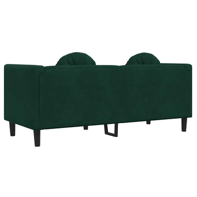 Sofa 2-osobowa z poduszkami, ciemnozielona, aksamit