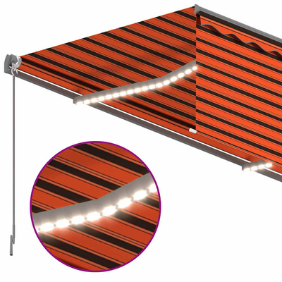 Ręcznie zwijana markiza z zasłoną zacieniającą i LED, 3x2,5 m