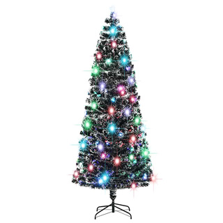 Sztuczna choinka z LED i stojakiem 240 cm, włókno optyczne