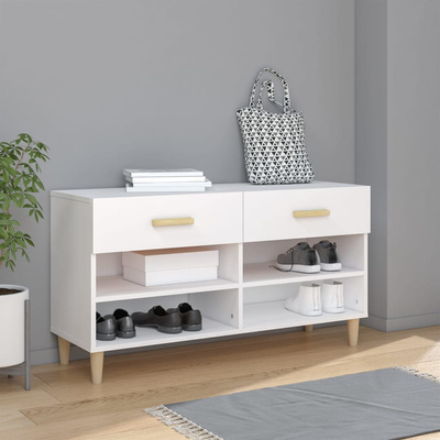 Szafka na buty, biała, 102x35x55 cm, materiał drewnopochodny
